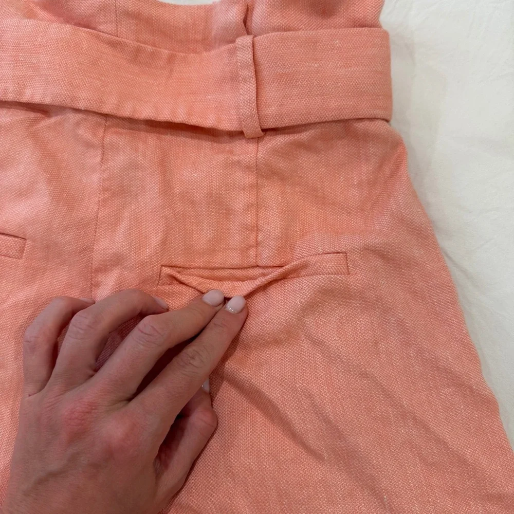 Veronica Beard Coral Linen Shorts with Belt - Picture 6 of 11